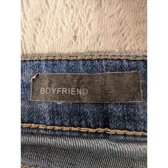 Kut from the Kloth Katy Boyfriend Blue Jeans Size 12 Distressed Embroidered Fade - Picture 8 of 13